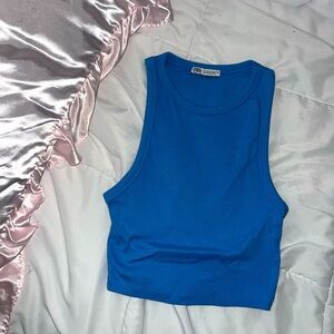 blue zara tank top!